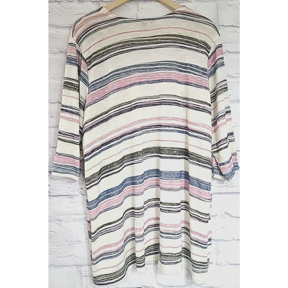 Torrid Multi Stripe Slub Knit Cardigan Women's 3X Open Front 3/4 Sleeves Stretch - Picture 3 of 7